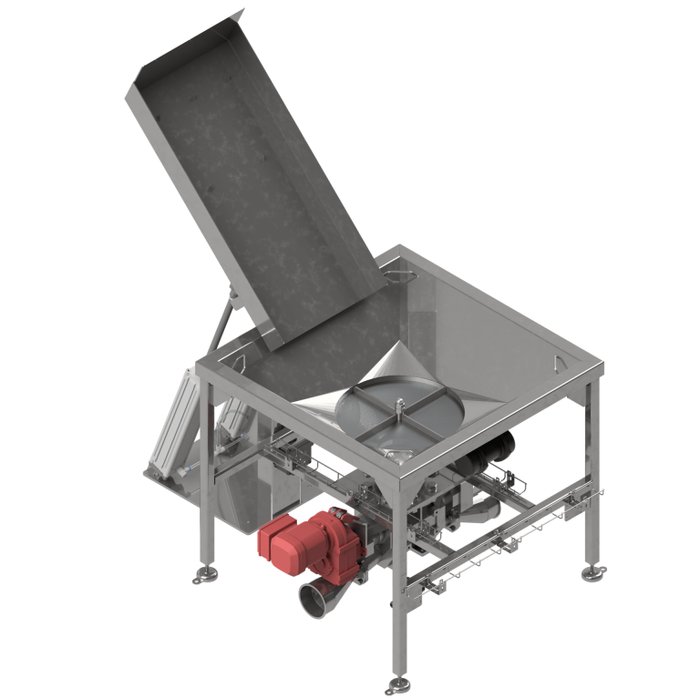 Loading Hopper with Bag Emptying Station in emptying position