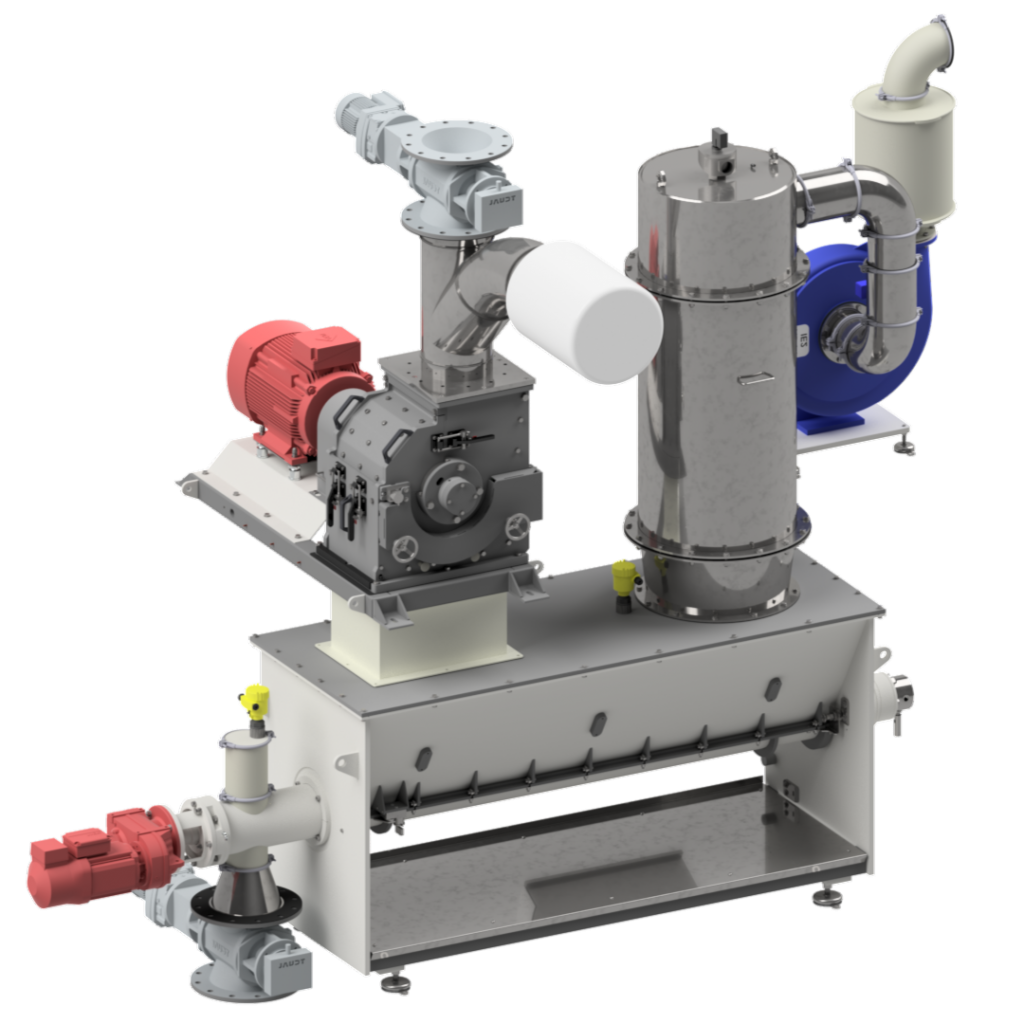 Hammer Mill HM342 Product discharge into screw conveyor or conveyor belt