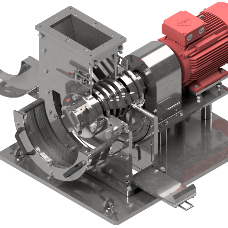 Hammer Mill HM 142 with opened grinding chamber for integration in production line