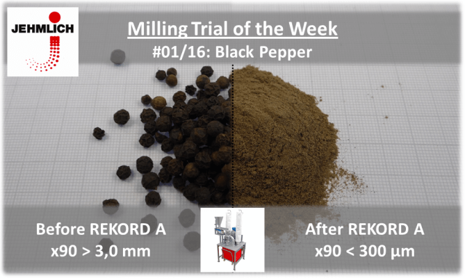 Grinding of black pepper in Jehmlich test center