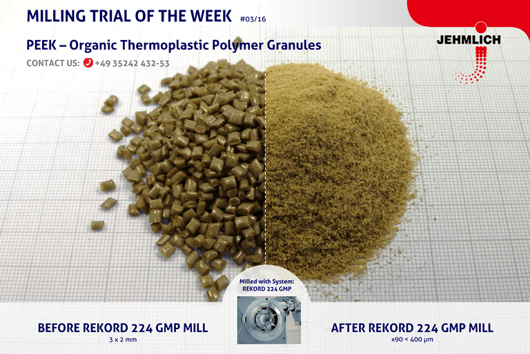 Representation of PEEK in its initial state and after grinding