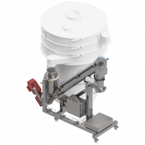 bag filling station at a screening machine
